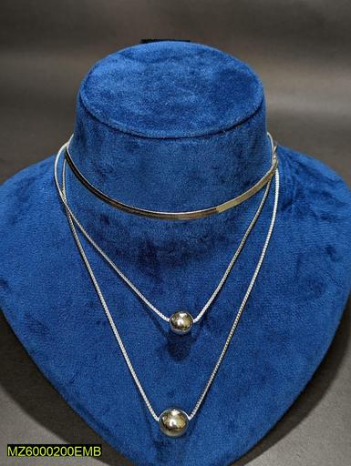 Three-Layered Silver Plated Curb Infinity Necklace for Women