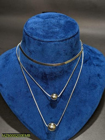 Three-Layered Silver Plated Curb Infinity Necklace for Women