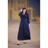 Elegant Women's Velvet Plain Maxi Dress with Turtle Neck