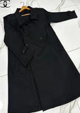 Stylish Black Fleece Overcoat - Women's Winter Coat