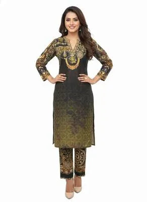 Elegant Black Khaddar Digital Print 2 Piece Set for Women