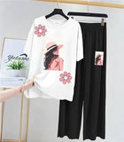 Elegant Women's Jersey Printed Night Suit - 2 Piece Set