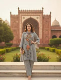 Stylish Grey Khaddar Printed 2 Piece Women's Shirt & Trouser Set