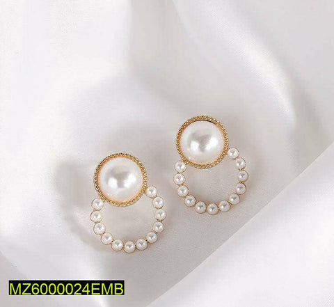 Golden Pearl Drop Earrings — Elegant Casual & Party Wear