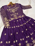 Elegant Purple Stitched Shamoz Silk Maxi Suit for Women