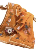 Elegant Orange Organza Dupatta with Hand Work - Unique Design