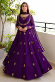 Purple Chiffon Embroidered 3 Piece Maxi Suit for Women