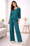 Cozy Green Cotton Jersey 2 Pcs Women's Night Suit