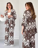Elegant Brown Cotton Lawn 2 Piece Stitched Co-Ord Set for Women