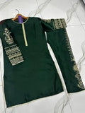 Elegant Green Shamoz Silk Embroidered 2 Piece Women's Outfit