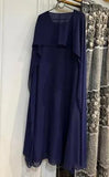 Elegant Chiffon Plain Maxi Dress for Women - Blue - Medium & Large