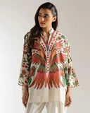 Elegant Women's Stitched Lawn Digital Print Top - White