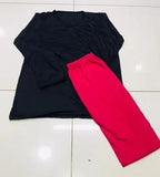 Stylish Women's Black Cotton Jersey 2 Piece Night Suit