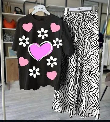 Elegant Women's Jersey Printed Night Suit - 2 Pcs Sleep Wear