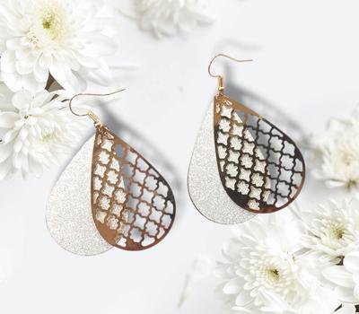 2-Layered Gold-Plated Earrings for Women - Elegant Golden Drops