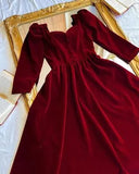 Elegant Maroon Velvet Maxi Dress with Turtle Neck Design