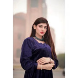 Elegant Women's Velvet Plain Maxi Dress with Turtle Neck