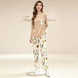 Stylish Jersey Printed Night Suit for Women - 2 Pcs Set