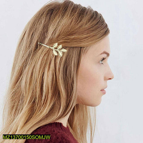 Golden Five-Dimensional Leaf Hairpin - Elegant Hair Accessory
