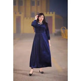 Elegant Women's Velvet Plain Maxi Dress with Turtle Neck