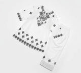 Elegant Women's Linen Embroidered Shirt & Trouser Set - 2 Pcs