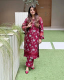 Stylish Embroidered Cotton Shirt and Trouser Set for Women